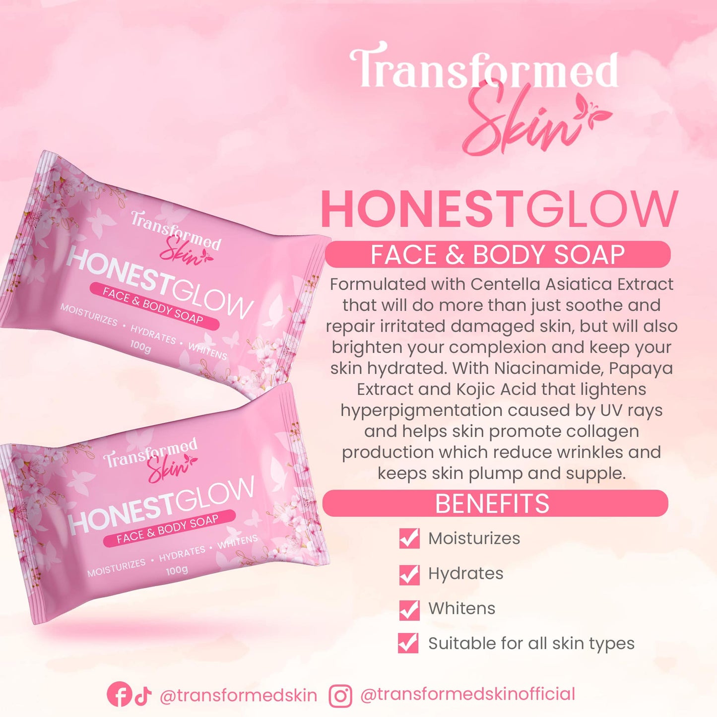 Honest Glow Glass Skin Face & Body Soap Infused With Centella Asiatica