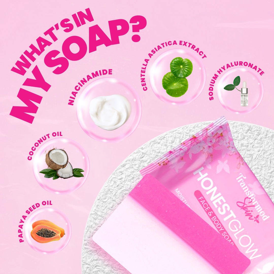 Honest Glow Glass Skin Face & Body Soap Infused With Centella Asiatica