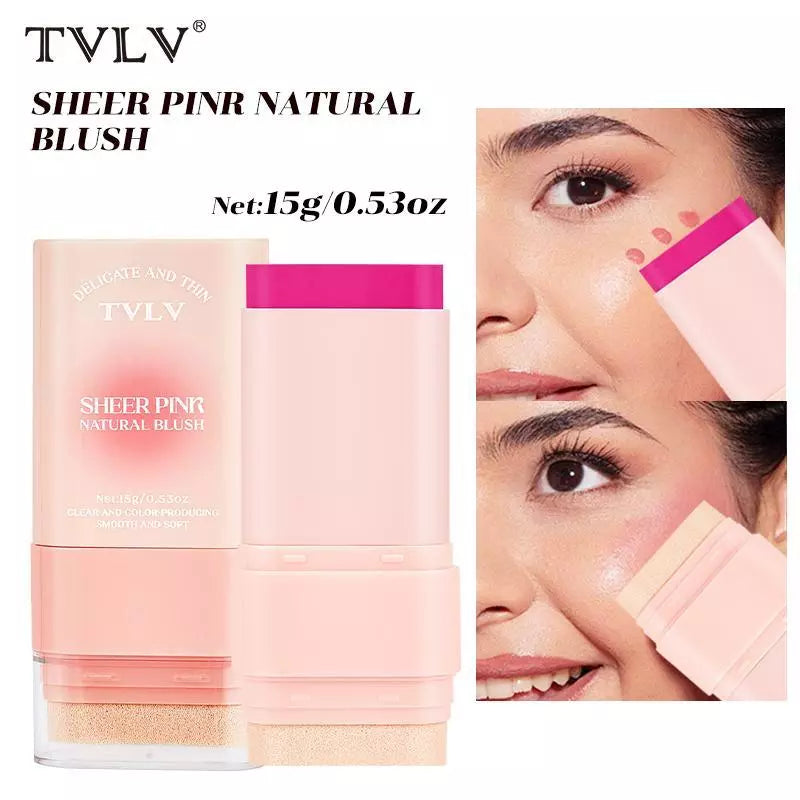 TVLV Double-Ended Blush Cream for Natural Nude Makeup, Brightens Skin Tone, Multi-Use Stick