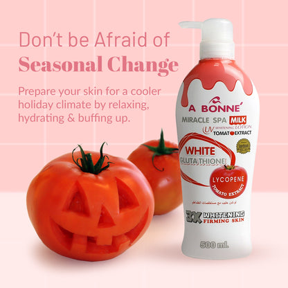 A Bonné Miracle Spa Milk Lotion with Lycopene Tomato Extract 3X Whitening Firming Skin