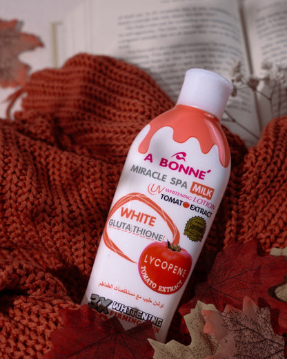 A Bonné Miracle Spa Milk Lotion with Lycopene Tomato Extract 3X Whitening Firming Skin