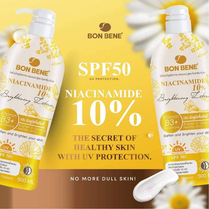 Bon Bene 10% Niacinamide Brightening Lotion with Vitamin B3, Glutahhtione, and UV Protection | 500ml