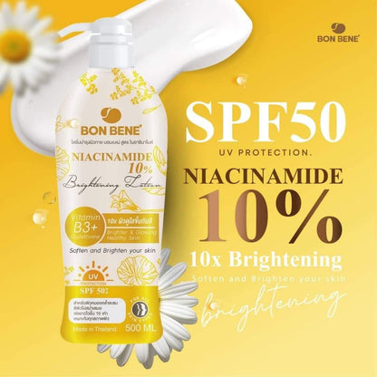 Bon Bene 10% Niacinamide Brightening Lotion with Vitamin B3, Glutahhtione, and UV Protection | 500ml