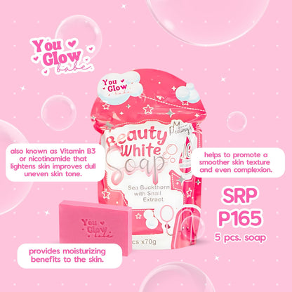 BEAUTY WHITE SOAP 10x WHITENING, MICROPEELING by YOU GLOW BABE 5pcs PER PACK