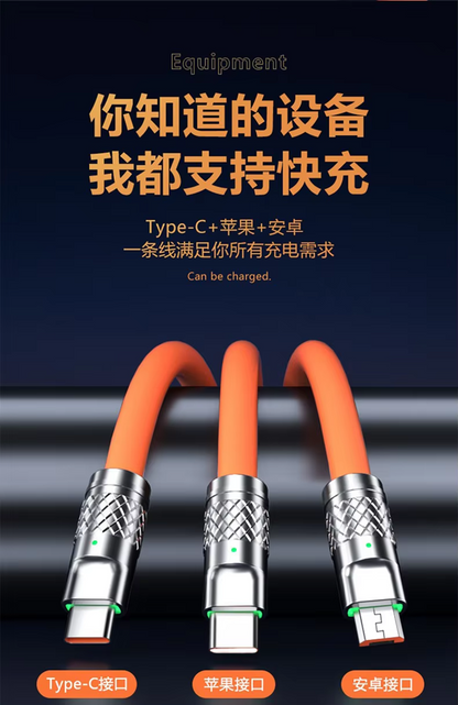 120W 6A 3 in 1 Fast Charging Type C Cable Micro USB