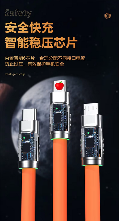 120W 6A 3 in 1 Fast Charging Type C Cable Micro USB