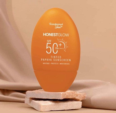 Honest Glow Tinted Papaya Sunscreen SPF 50 PA++++ 50ml with Niacinamide