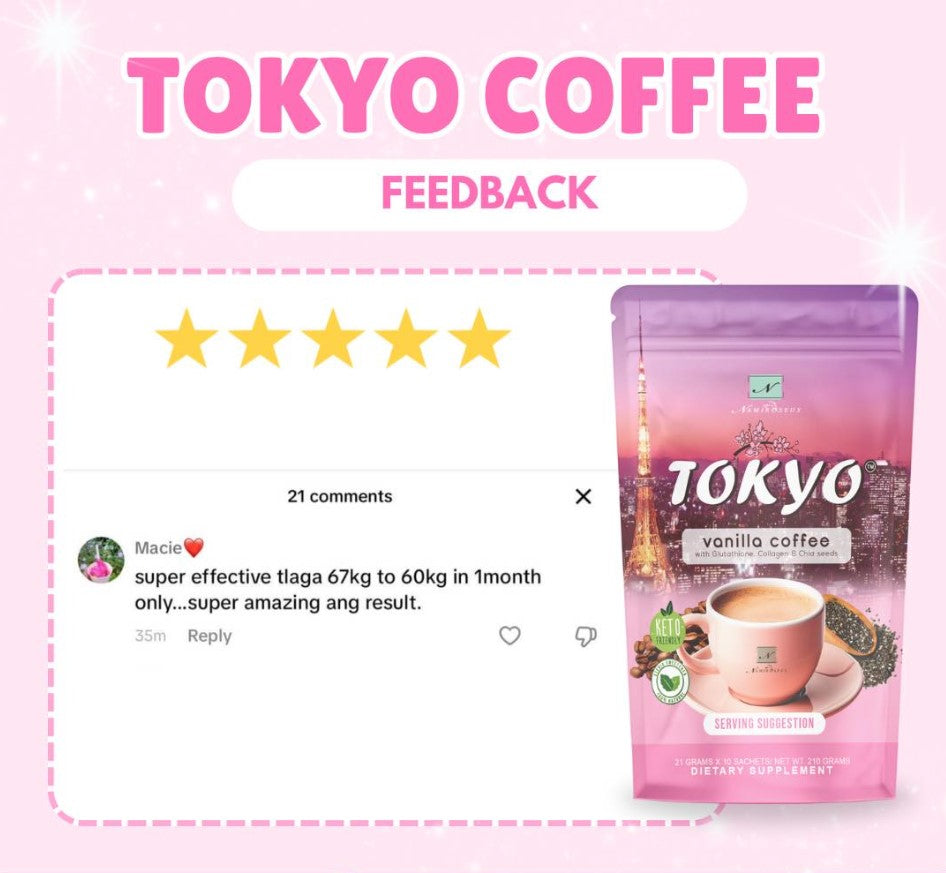 Namiroseus TOKYO Vanilla Coffee with Glutathione, Collagen, and Chia Seeds 10 sachets