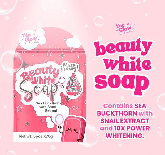 BEAUTY WHITE SOAP 10x WHITENING, MICROPEELING by YOU GLOW BABE 5pcs PER PACK