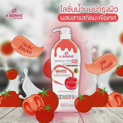 A Bonné Miracle Spa Milk Lotion with Lycopene Tomato Extract 3X Whitening Firming Skin