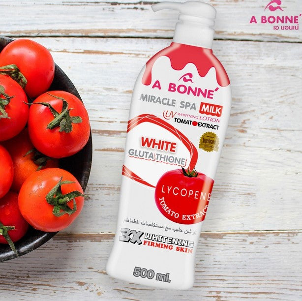 A Bonné Miracle Spa Milk Lotion with Lycopene Tomato Extract 3X Whitening Firming Skin