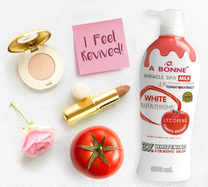 A Bonné Miracle Spa Milk Lotion with Lycopene Tomato Extract 3X Whitening Firming Skin