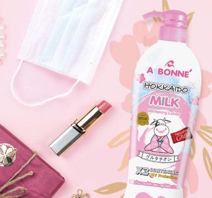 A Bonné Hokkaido Milk Whitening Lotion | 3x Whitening with UV Protection & Nano Glutathione | 500mL