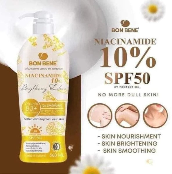 Bon Bene 10% Niacinamide Brightening Lotion with Vitamin B3, Glutahhtione, and UV Protection | 500ml