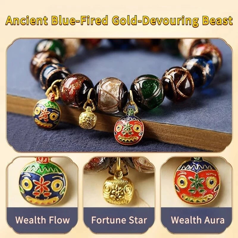 Three Gold-Eating Beast Bracelet Bringing Fortune And Blessings Ash Glass Bracelet Five-Color Ash