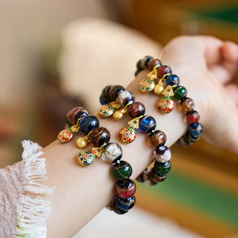 Three Gold-Eating Beast Bracelet Bringing Fortune And Blessings Ash Glass Bracelet Five-Color Ash