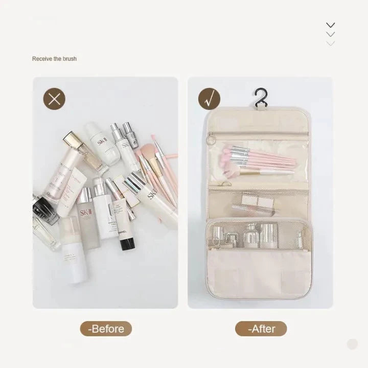 Toiletry Bag Hanging Travel Organizer Transparent Cosmetic Bag and Detachable Makeup Pouch