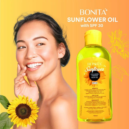 Bonita Himalayan Pink Salt Face and Body Oil with SPF 30, Korean Citron, Collagen, Moringa | Organic