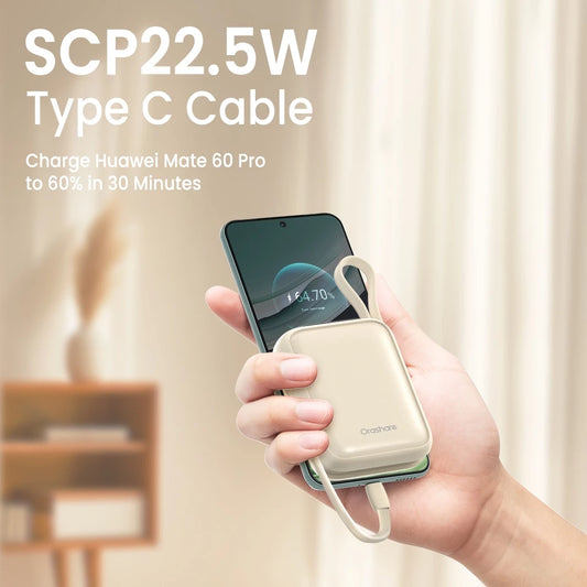 Orashare PCM20 22.5W Super Fast Charge Mini Powerbank 20000mAh Built In Cable Compact and Portable