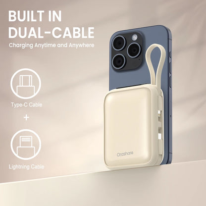 Orashare PCM20 22.5W Super Fast Charge Mini Powerbank 20000mAh Built In Cable Compact and Portable