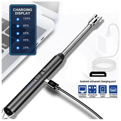 USB Electric Rechargeable Kitchen Lighter Windproof LED Plasma Arc Flameless Candle