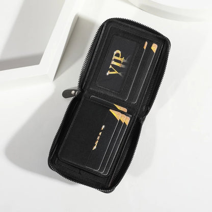 HOLO Men's Wallet Short Vintage Leather Tri-Fold Buckle Wallet Zipper Coin Purse Ideal Gift For Men