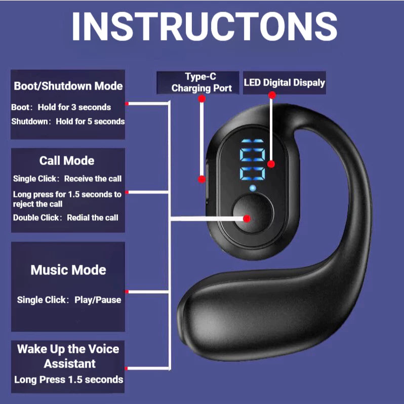 KY2 PRO Single-ear Earbuds Bluetooth Wireless Earphone,TWS Big Capacity Battery with 16H Playback