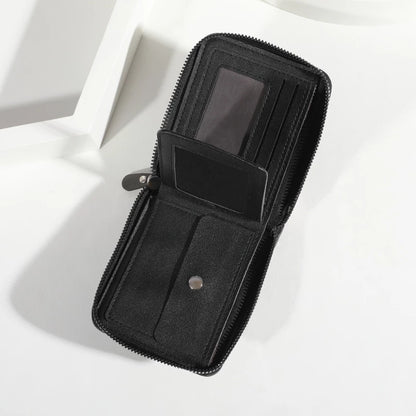 HOLO Men's Wallet Short Vintage Leather Tri-Fold Buckle Wallet Zipper Coin Purse Ideal Gift For Men