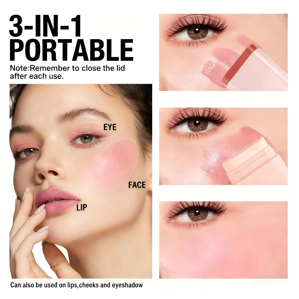 TVLV Double-Ended Blush Cream for Natural Nude Makeup, Brightens Skin Tone, Multi-Use Stick