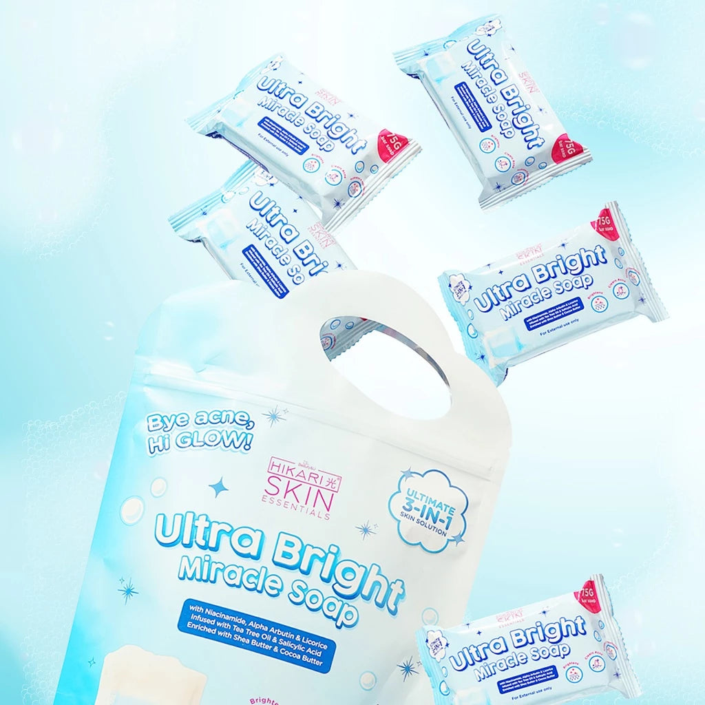 HIKARI ULTRA BRIGHT MIRACLE SOAP 5BARS PER PACK - WITH NIACINAMIDE, ALPHA ARBUTIN AND LICORICE