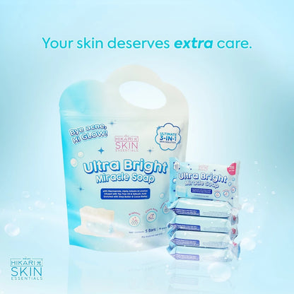HIKARI ULTRA BRIGHT MIRACLE SOAP 5BARS PER PACK - WITH NIACINAMIDE, ALPHA ARBUTIN AND LICORICE