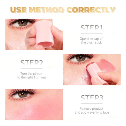 TVLV Double-Ended Blush Cream for Natural Nude Makeup, Brightens Skin Tone, Multi-Use Stick