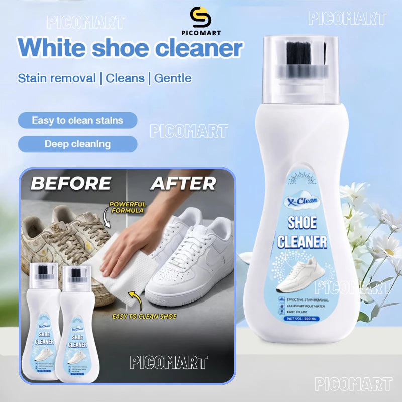 X-Clean Shoe Cleaner for White Shoes with Brush Head Sneaker Stains Cleaner for Shoe Care