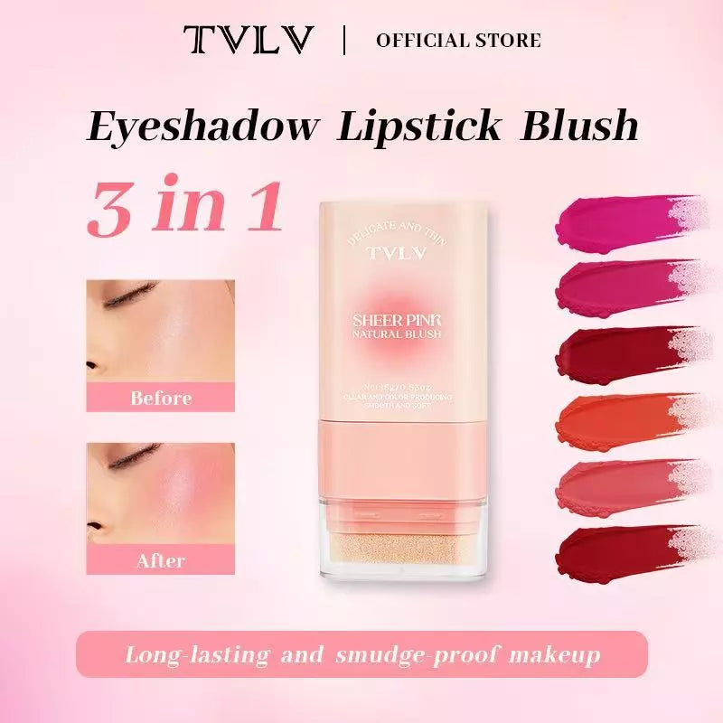 TVLV Double-Ended Blush Cream for Natural Nude Makeup, Brightens Skin Tone, Multi-Use Stick