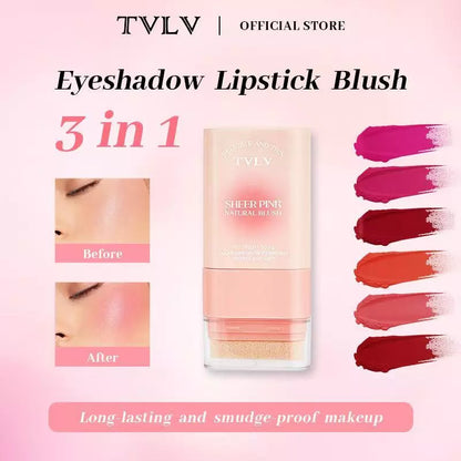TVLV Double-Ended Blush Cream for Natural Nude Makeup, Brightens Skin Tone, Multi-Use Stick