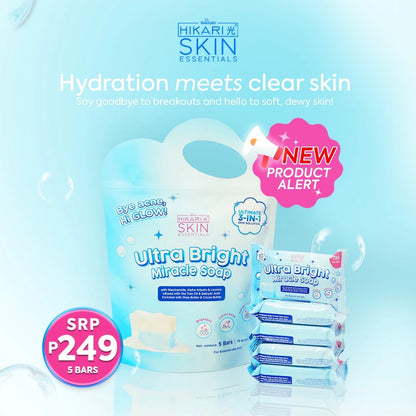HIKARI ULTRA BRIGHT MIRACLE SOAP 5BARS PER PACK - WITH NIACINAMIDE, ALPHA ARBUTIN AND LICORICE