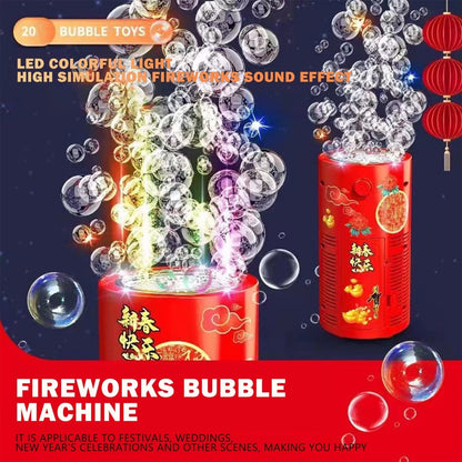 New Year Firework Bubble Machine Electric Bubbles With Music Light For Wedding Party Spring Festival
