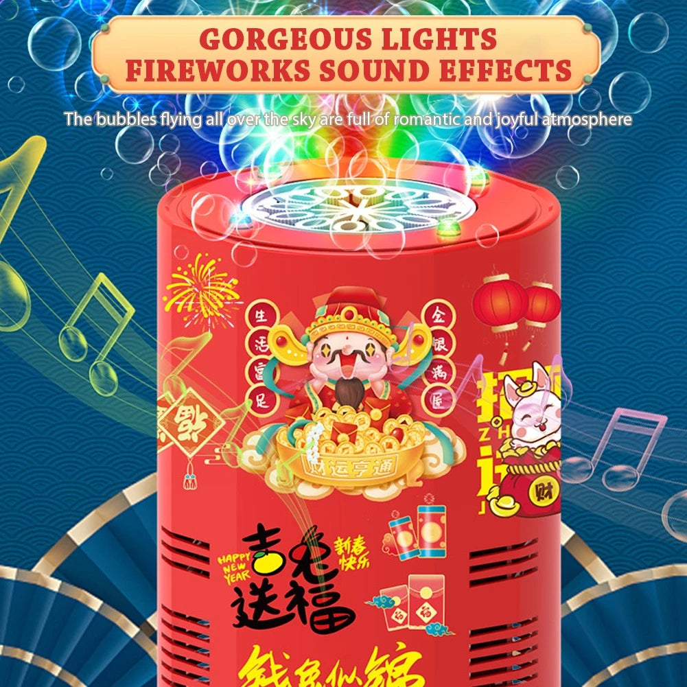 New Year Firework Bubble Machine Electric Bubbles With Music Light For Wedding Party Spring Festival