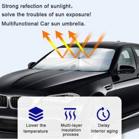 Car Sun Shade Windshield Cover Foldable Car Umbrella UV Rays and Heat Sun Visor Protect Car Parasol
