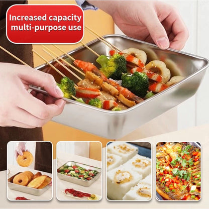5PCS Stainless Steel Food Container Stainless Tray With Cover Food Tray With Cover