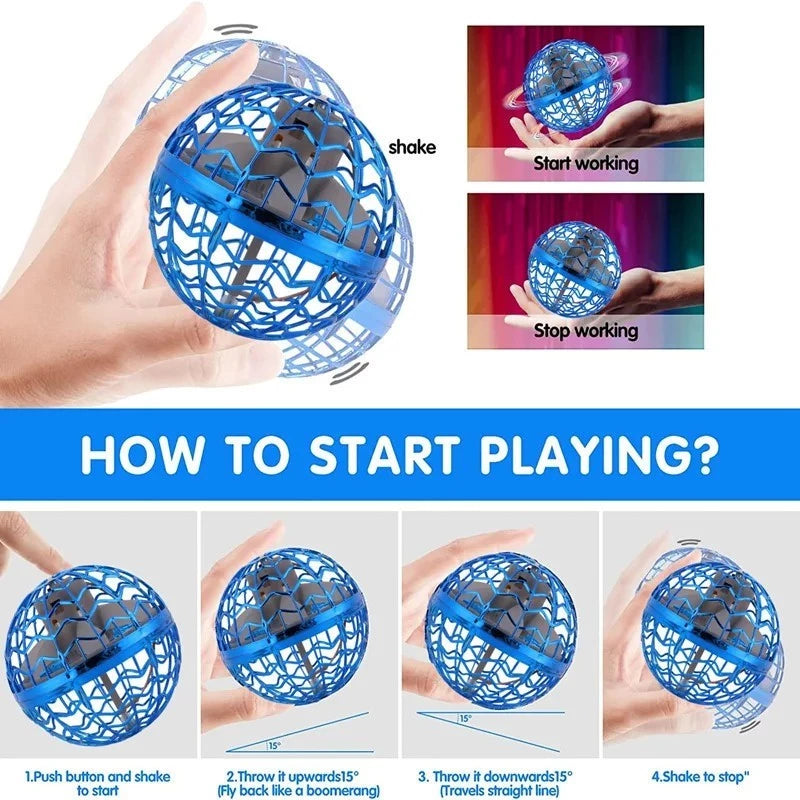Flynova Pro Flying Ball Rotating Magic Drone Flying Boomerang Balls Hand Controlled Fidget Kids Toy