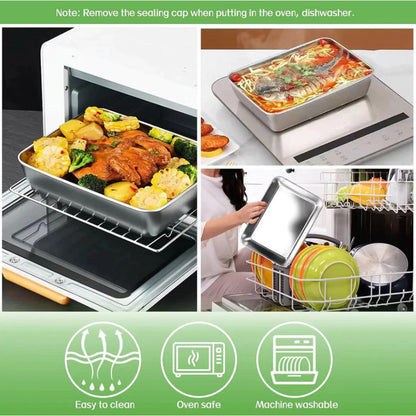 5PCS Stainless Steel Food Container Stainless Tray With Cover Food Tray With Cover