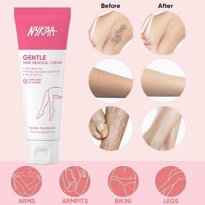 Saludent Gentle Hair Removal Cream Body care Not Stimulating 80g+Nykaa Aloe Whitening Gel