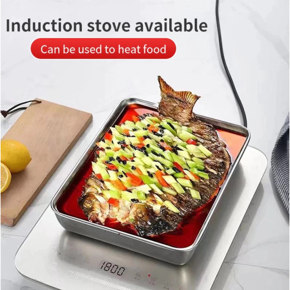 5PCS Stainless Steel Food Container Stainless Tray With Cover Food Tray With Cover