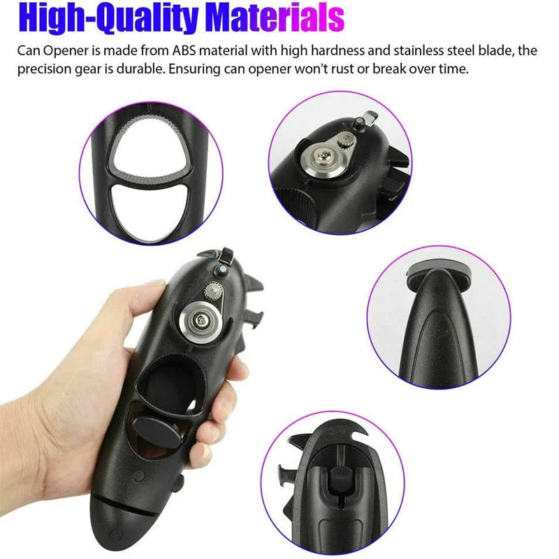 Multifunctional 8 in 1 Manual Can Opener Ergonomic Bottle Opener with Rotary Handle Portable Beer