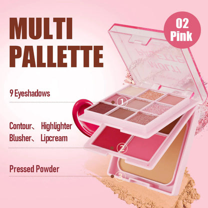 TEN TWENTY All-in-One Multi Palette Eyeshadow, Highlighter, Blusher, Lip Cream, Face Powder Makeup