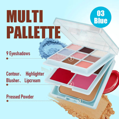 TEN TWENTY All-in-One Multi Palette Eyeshadow, Highlighter, Blusher, Lip Cream, Face Powder Makeup