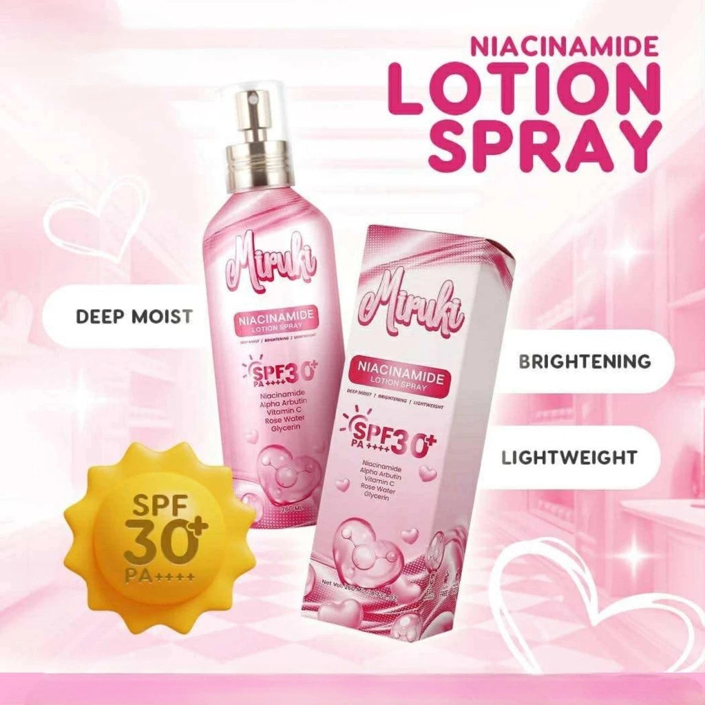 Miruki Niacinamide Lotion Spray SPF 30+ PA++++ 260ml Lightweight Whitening Brightening Deep Moisture