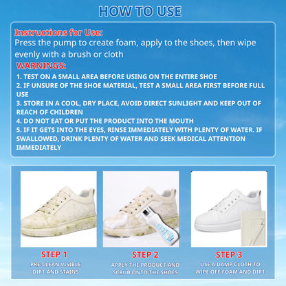 X-Clean Shoe Cleaner for White Shoes with Brush Head Sneaker Stains Cleaner for Shoe Care