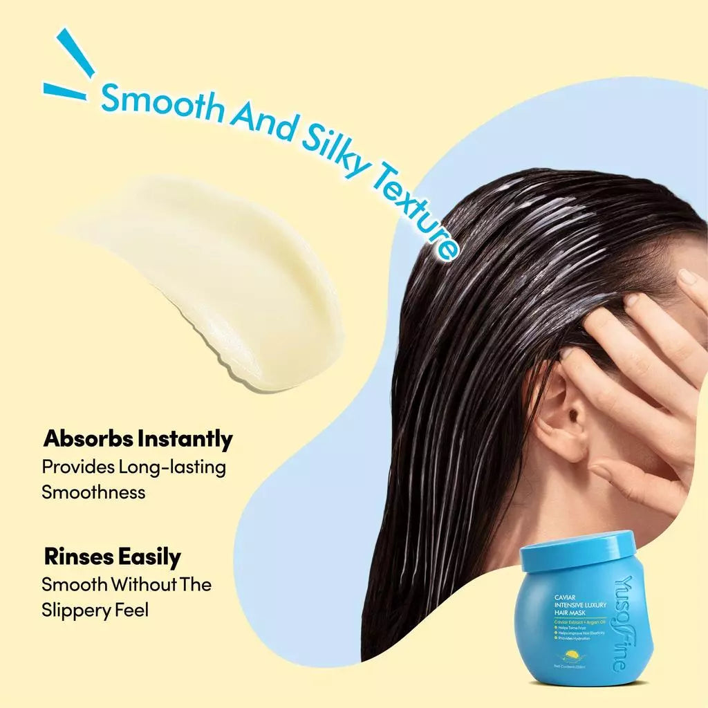 Yusofine Caviar Luxury Hair Mask Premium Deep Repair Keratin Treatment Smooth Shiny Frizz-Free Hair